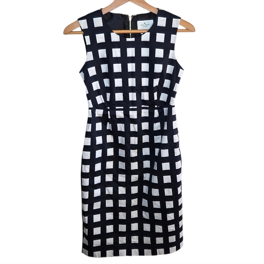 Kate Spade | Lorelei Black & White Windowpane Check Sheath Dress Size 2